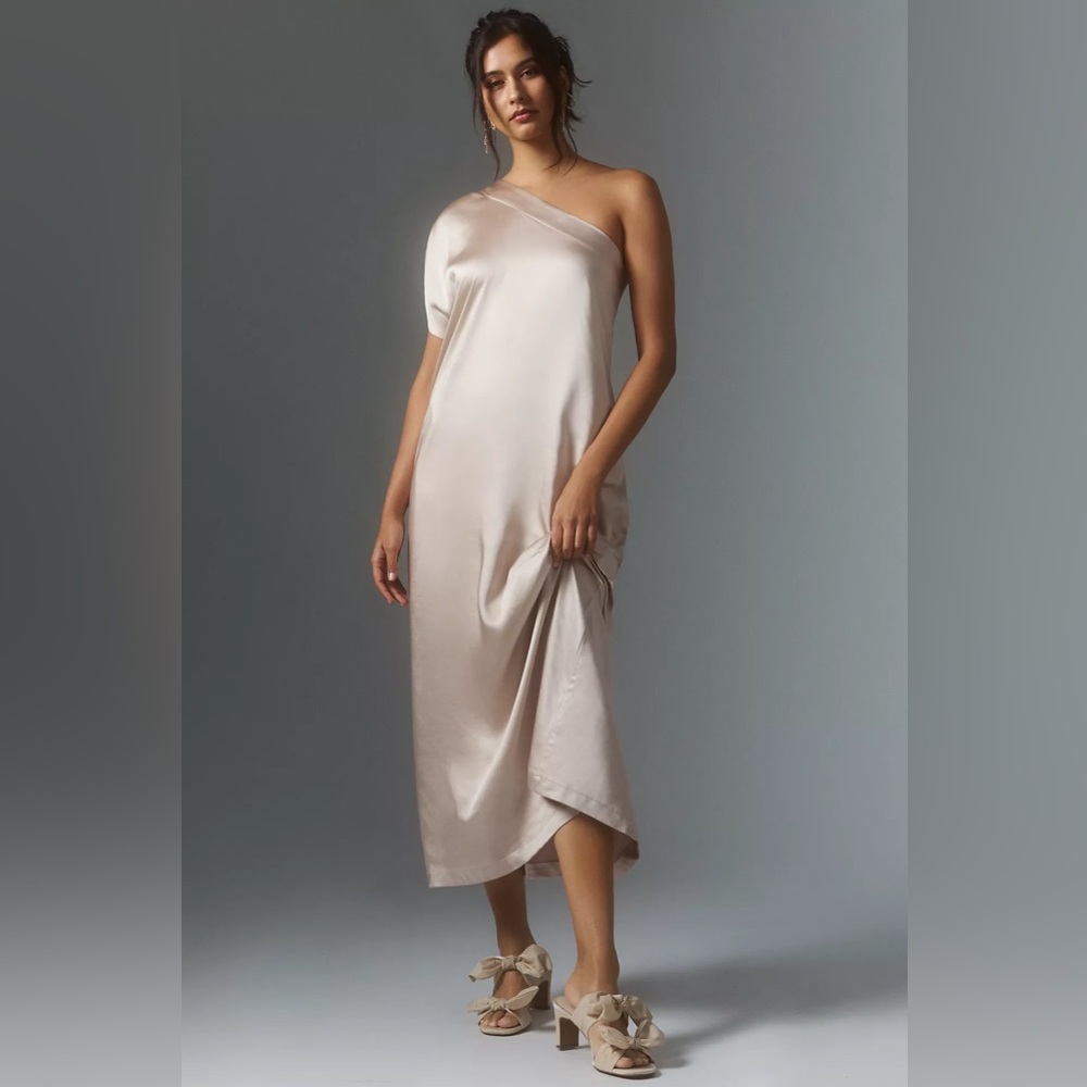 Anthropologie porridge One-Shoulder Cream Dress